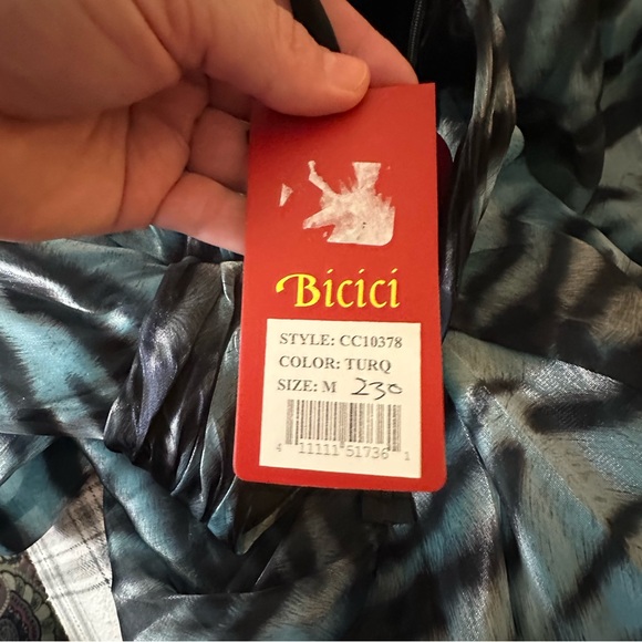 Bicici Turquoise Black Animal Print Open Front Jeweled Waist Maxi Skirt NWT M - Picture 10 of 14